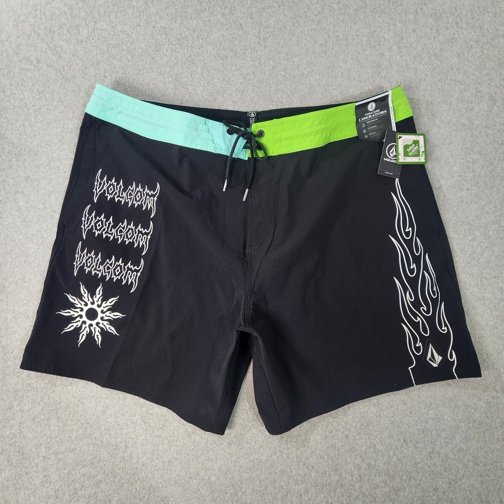 Volcom About Time Liberators Boardshorts Mens 40 Black Teflon EcoElite Stretch